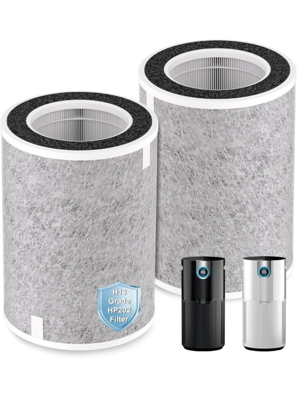 2 Pack H13 True HEPA & Activated Carbon Filters for Shark Air Purifiers